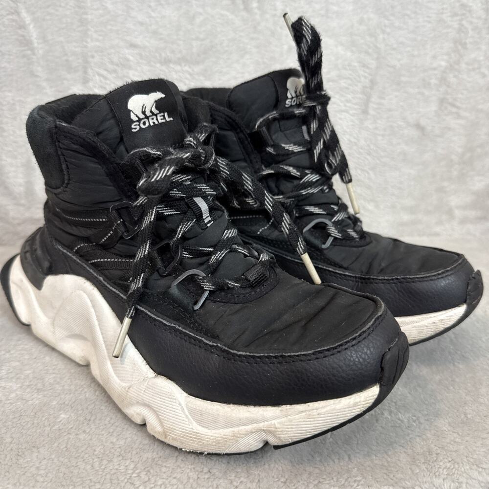 Sorel Kinetic RNEGD Sport Winter Boots Womens Sporty Comfort 6 Black Waterproof